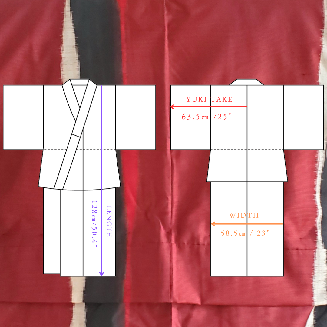 【Deep red/Meisen/ Original Easy kimono】Japanese Vintage Kimono Haori, Japanese Hanten Jacket, Robe Dress, Japanese Floral pattern, Unisex