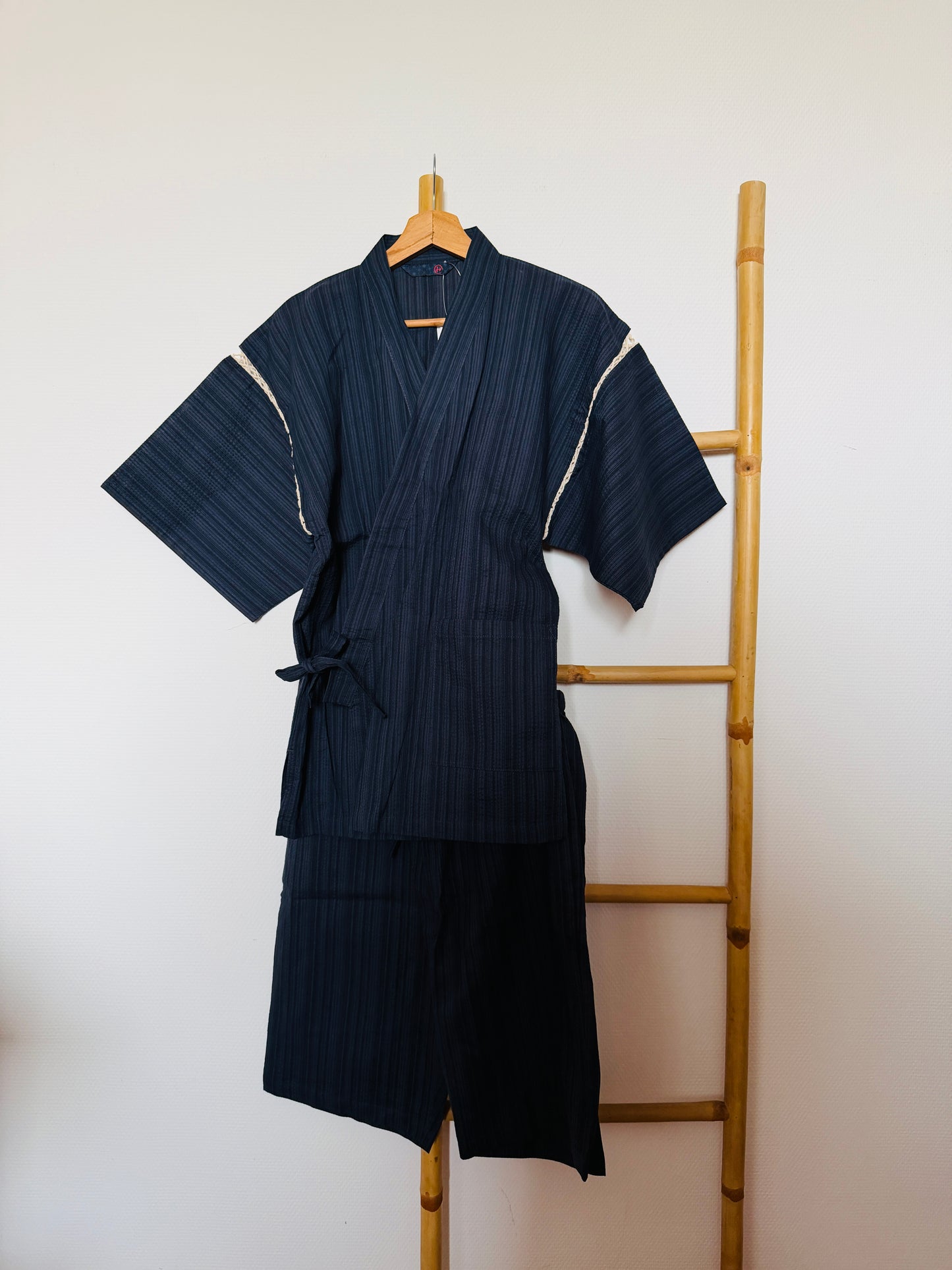 UNISEX JINBEI -Navy,Shijira-ori(seersucker)- SIZE:M