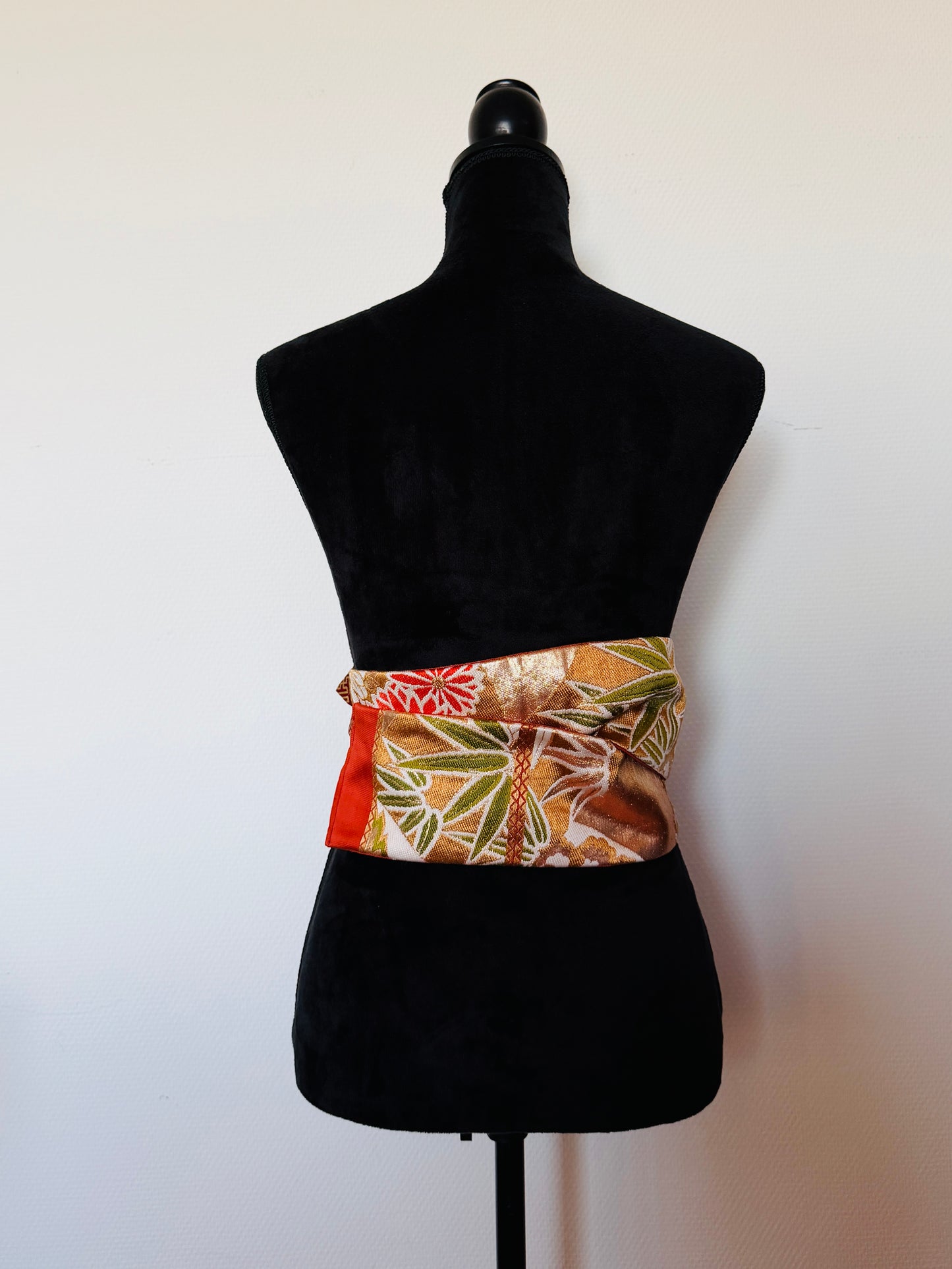Ceinture Obi originale - Chrysanthème Ocre - Courte
