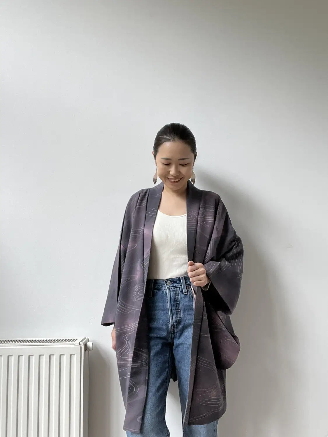 Vintage kleur Haori - Elegante stroom paars -