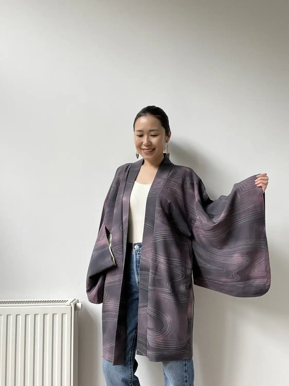 Vintage kleur Haori - Elegante stroom paars -