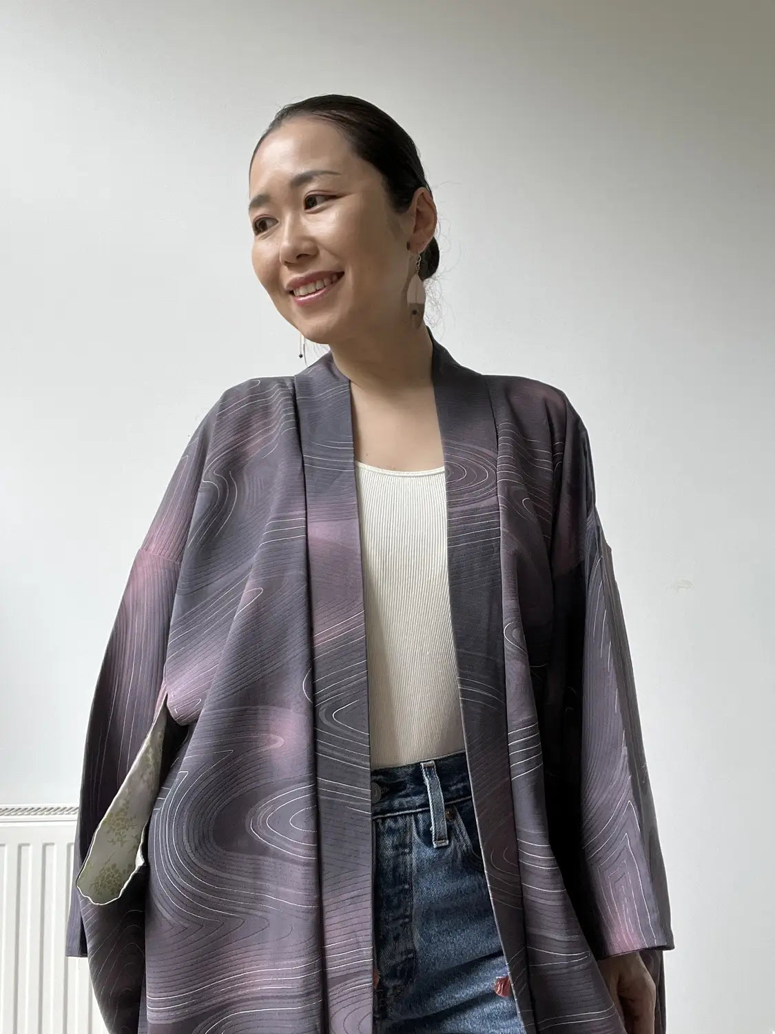 Vintage kleur Haori - Elegante stroom paars -