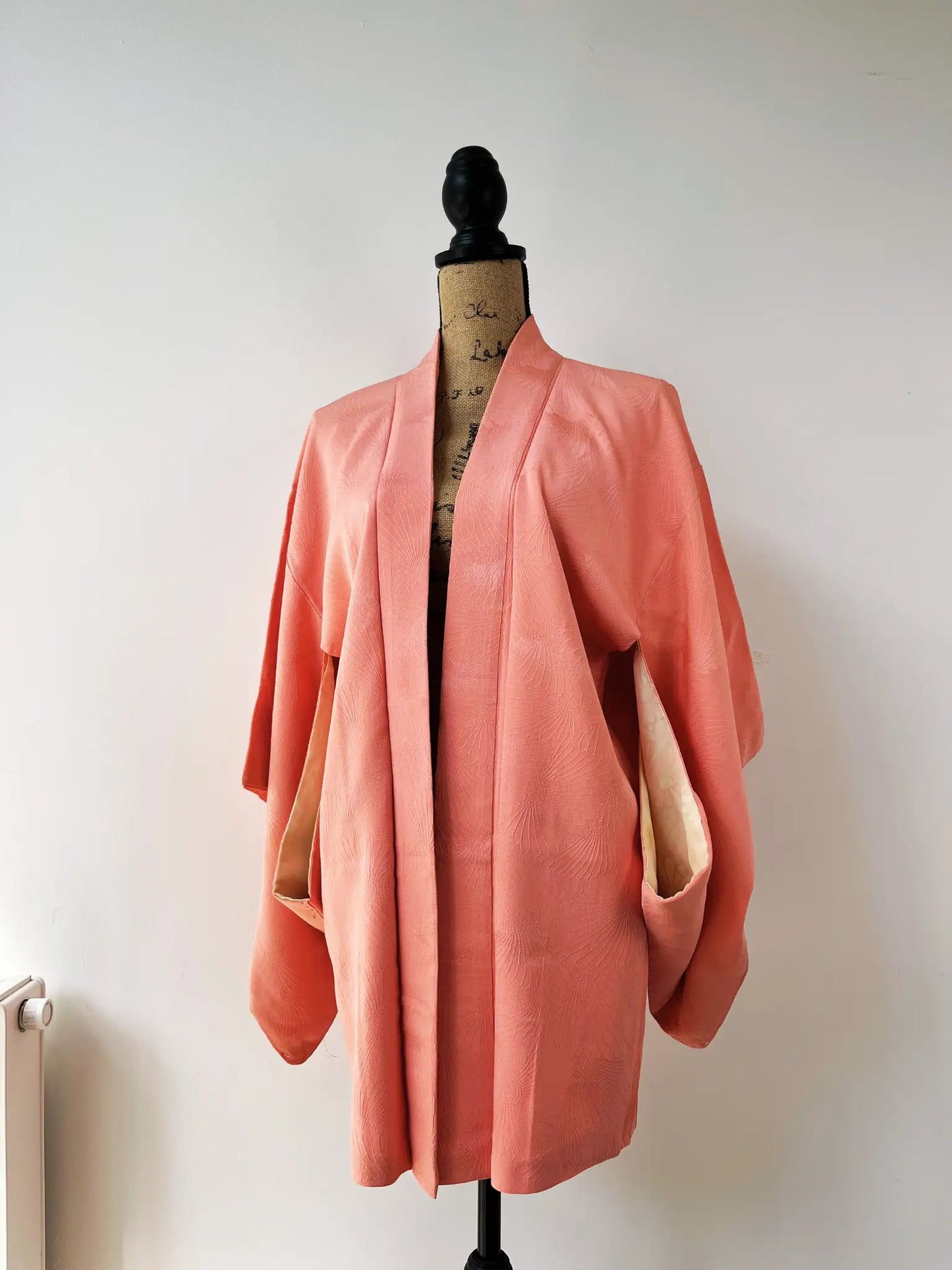 Vintage Color Haori - Orange pink Swirling flowers-