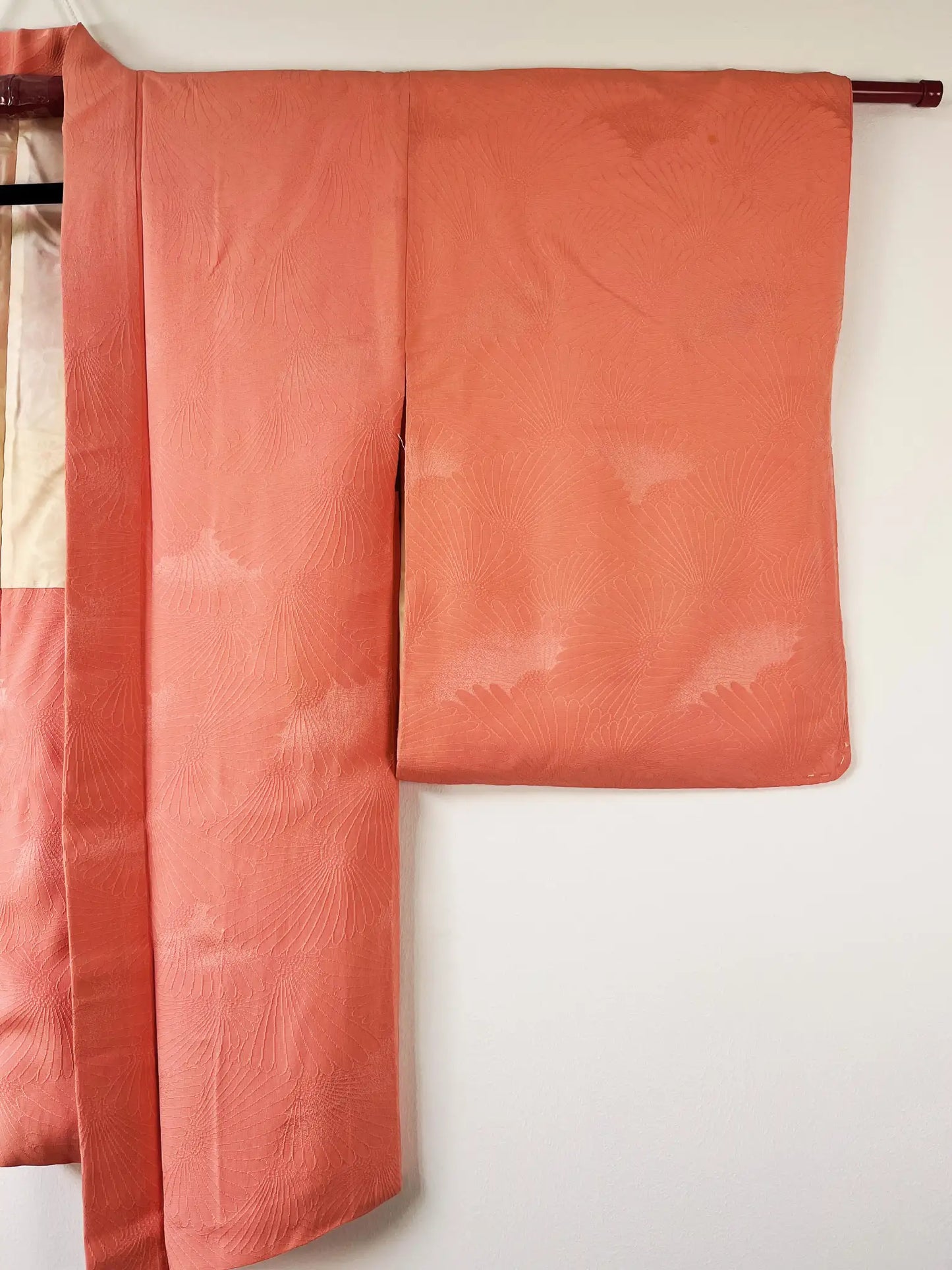 Vintage Color Haori - Orange pink Swirling flowers-