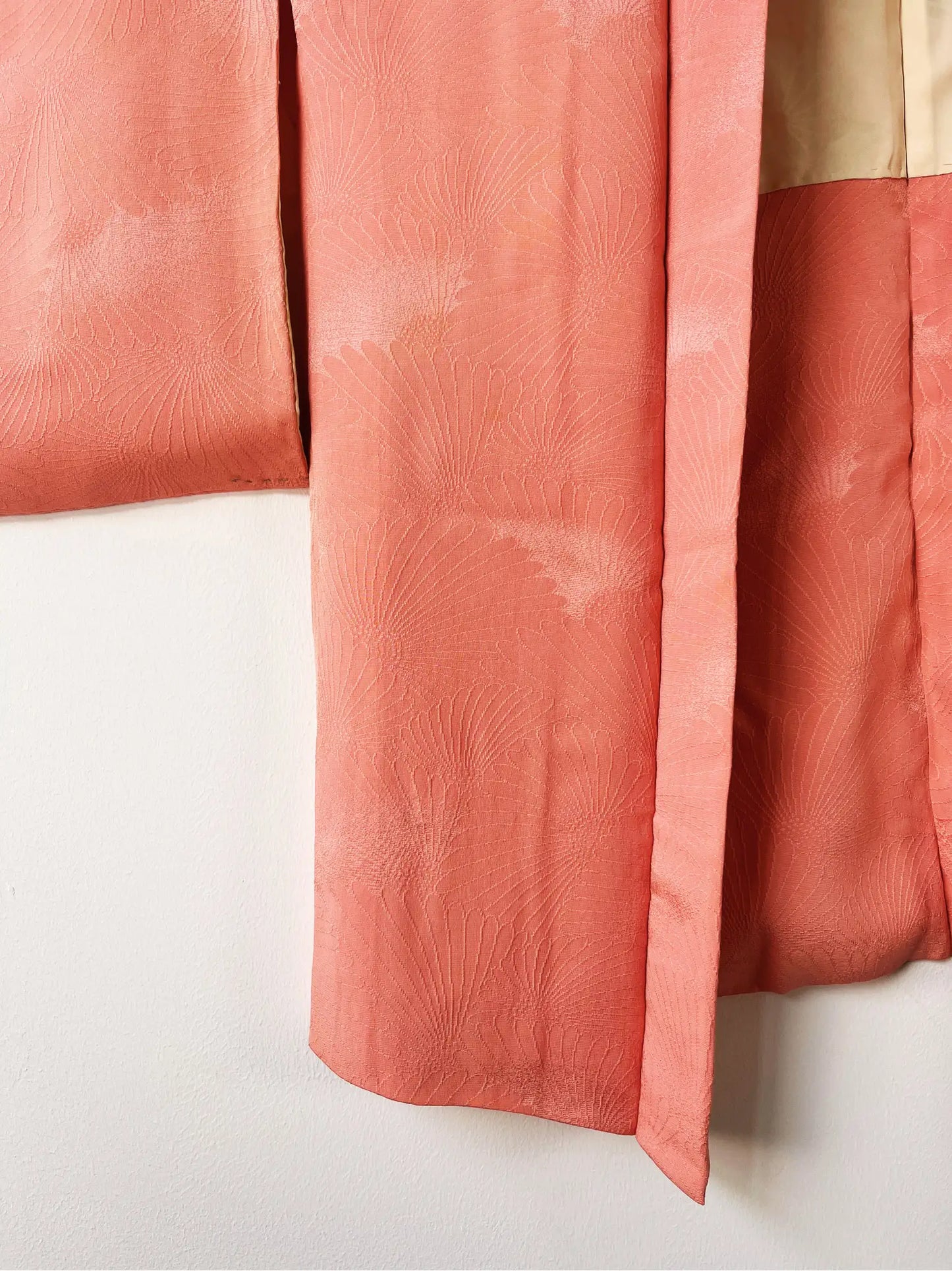 Vintage Color Haori - Orange pink Swirling flowers-