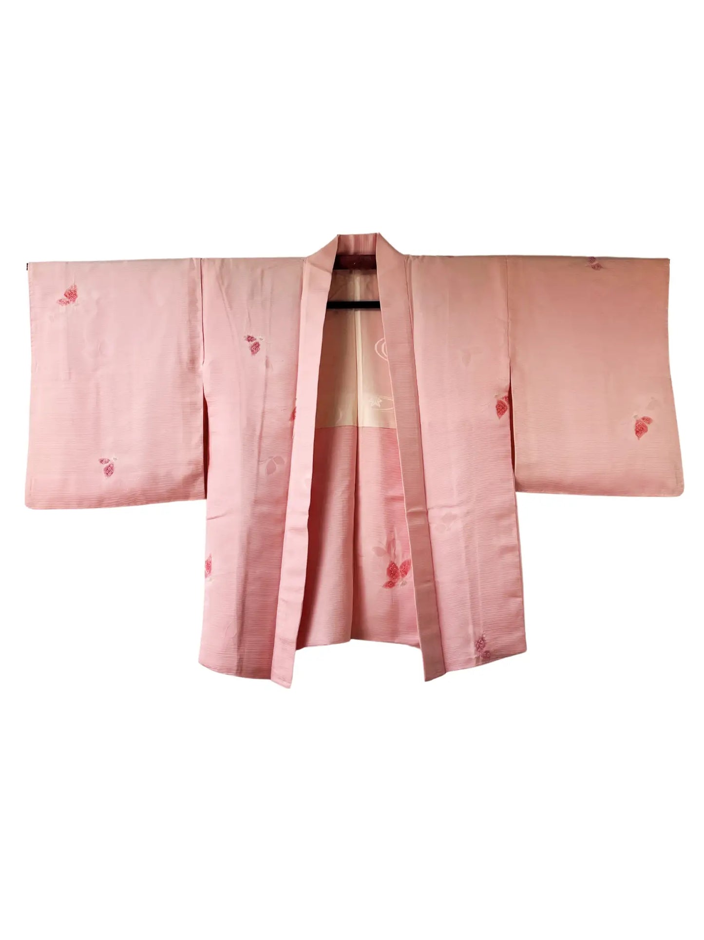 Vintage Color Haori - Light pink with red butterflies -