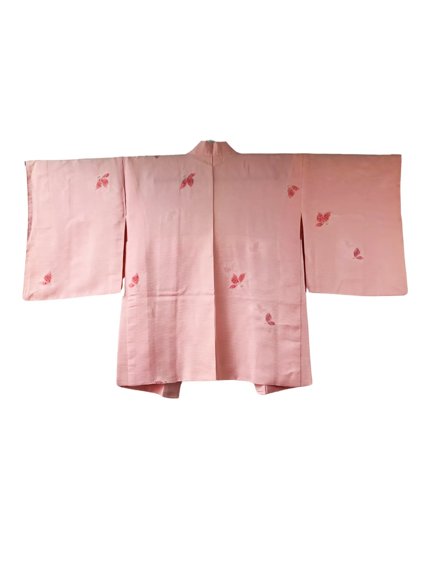 Vintage Color Haori - Light pink with red butterflies -