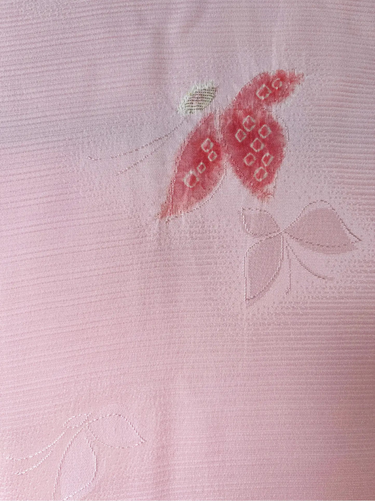Vintage Color Haori - Light pink with red butterflies -