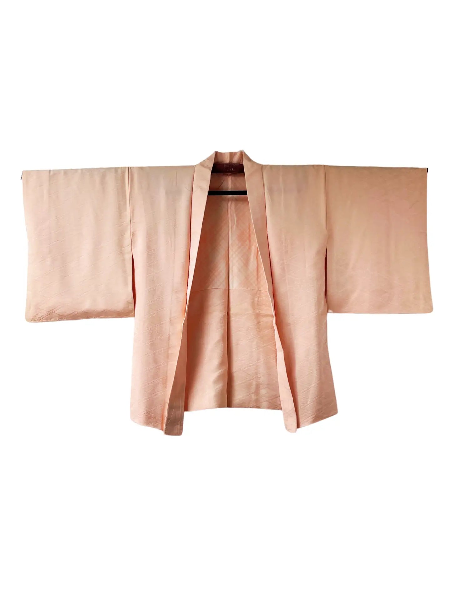 Vintage Color Haori - White-pink with diamond pattern -