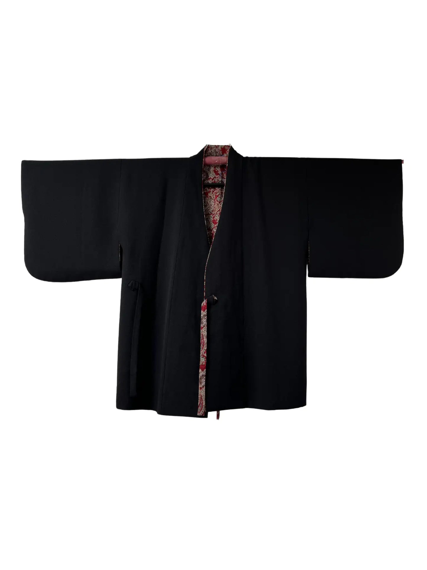 Vintage Short kimono - Black & Sarasa Pattern -