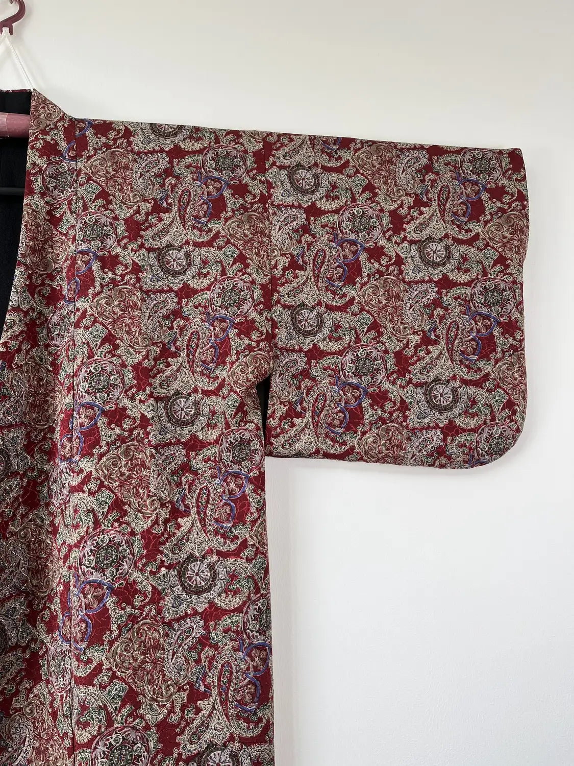 Vintage Short kimono - Black & Sarasa Pattern -