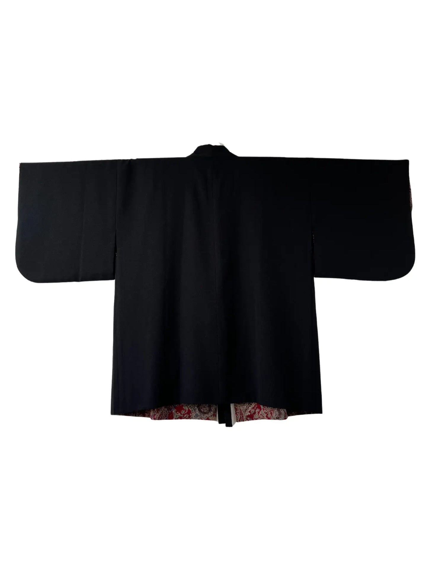 Vintage Short kimono - Black & Sarasa Pattern -