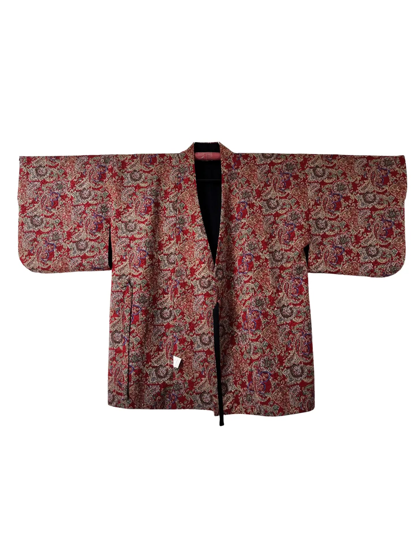 Vintage Short kimono - Black & Sarasa Pattern -