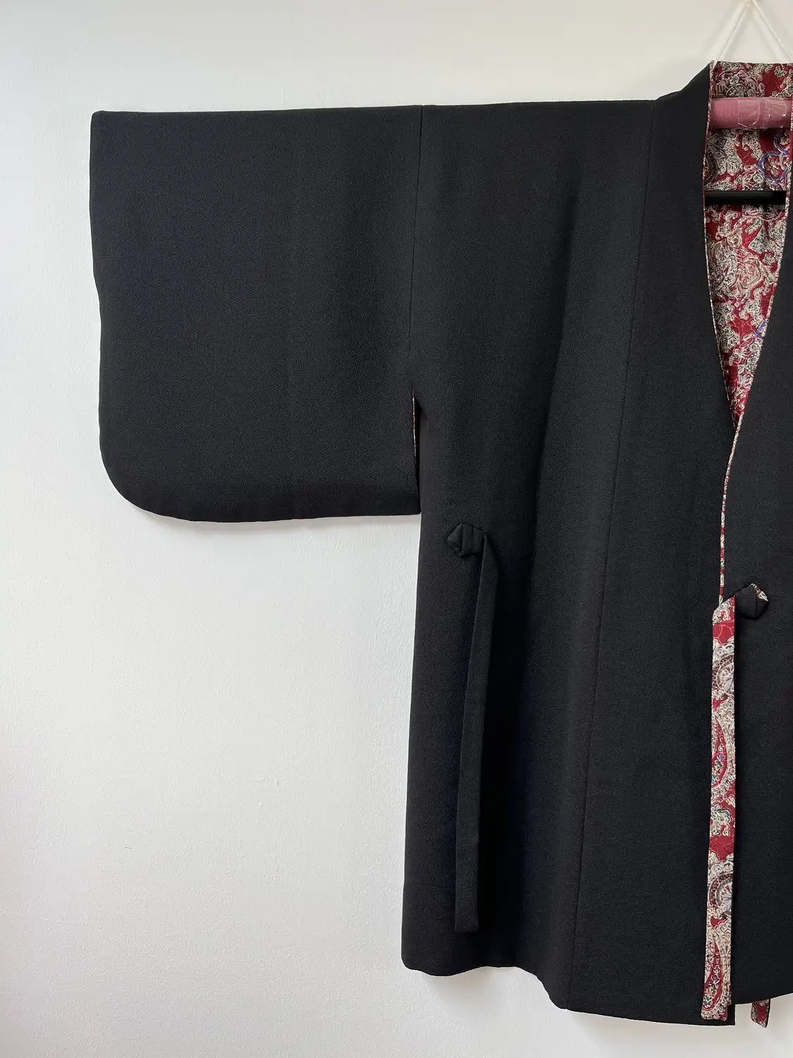 Vintage Short kimono - Black & Sarasa Pattern -