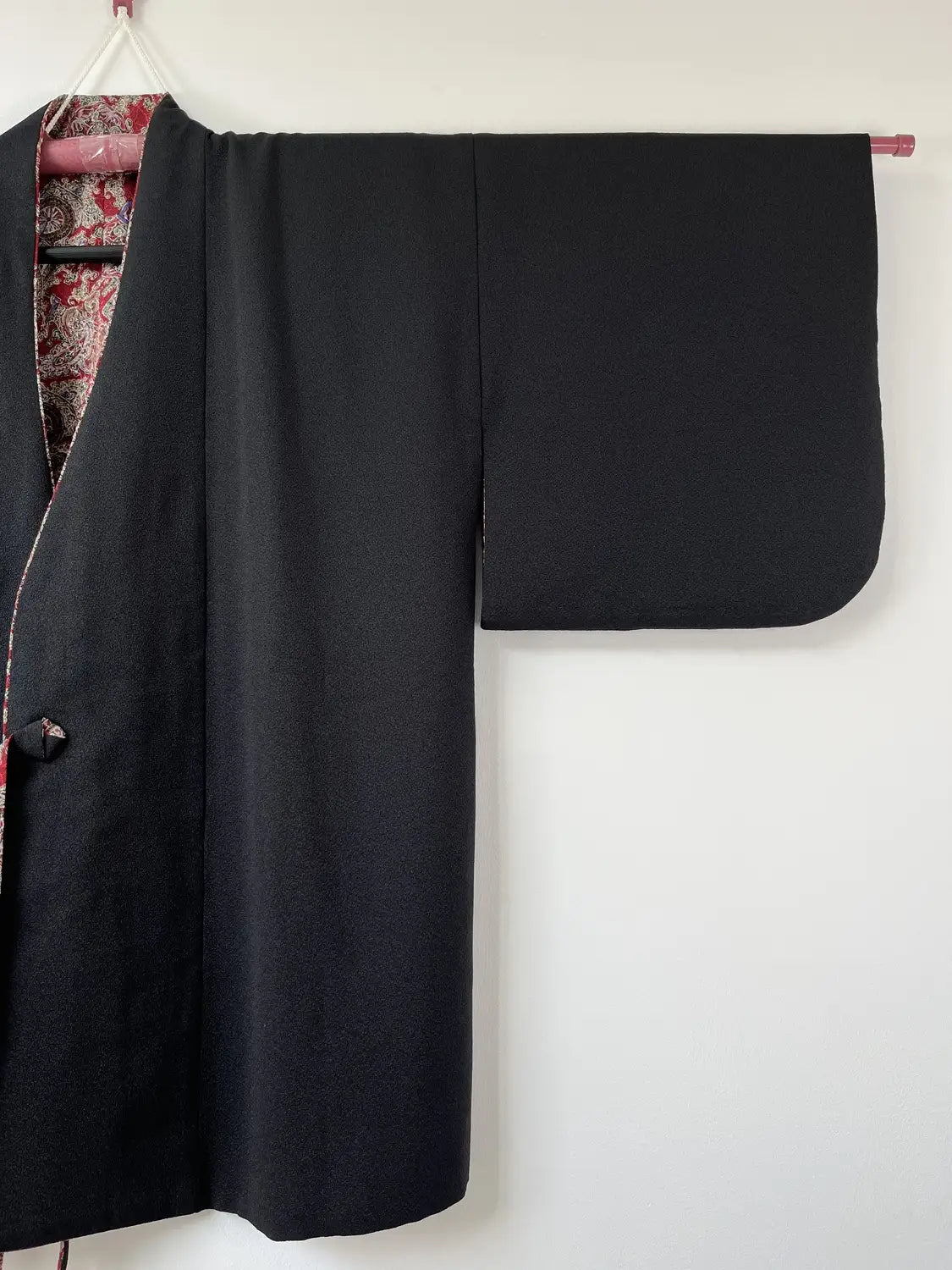 Vintage Short kimono - Black & Sarasa Pattern -