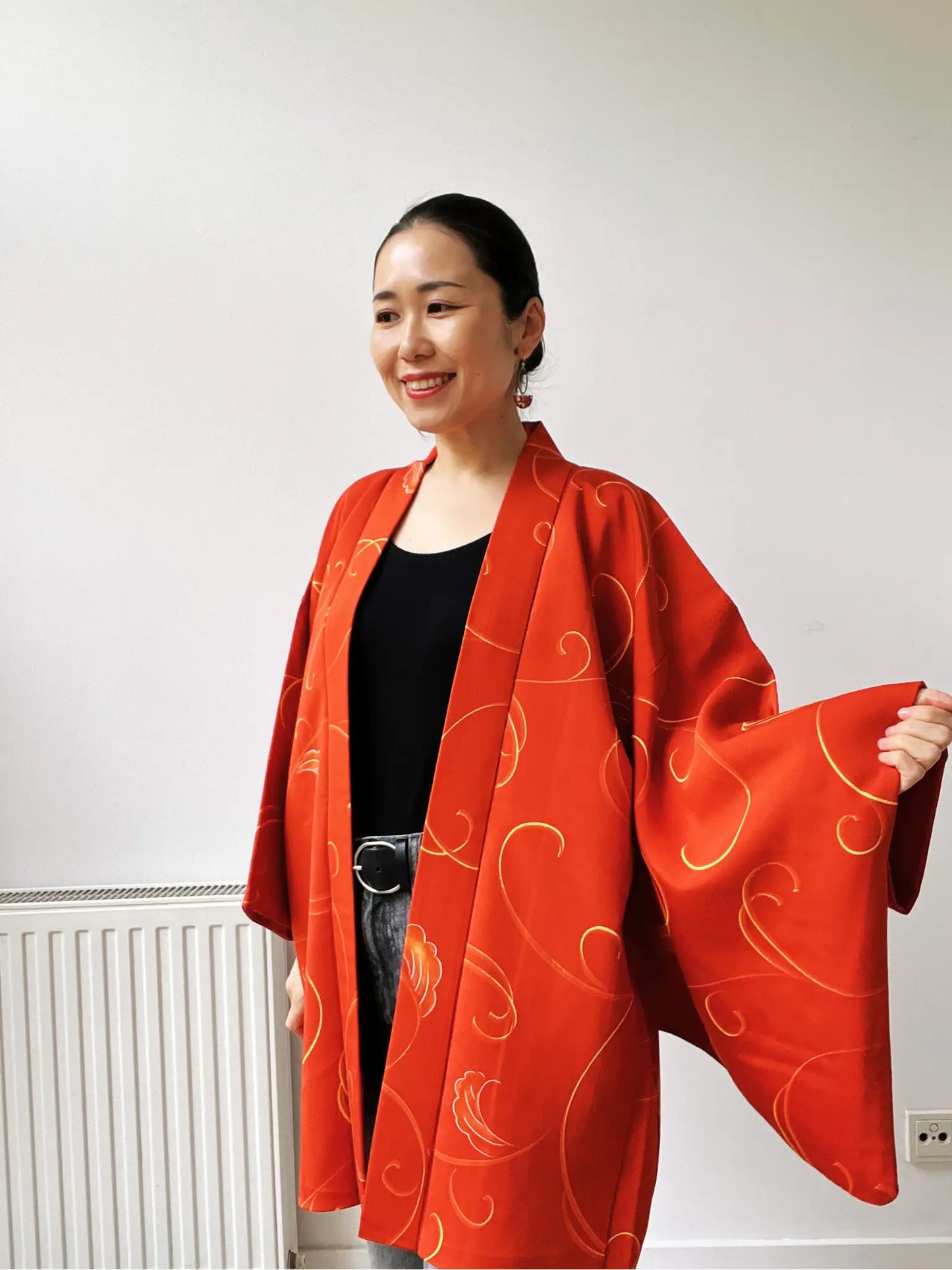 Vintage Color Haori - Orange vines -