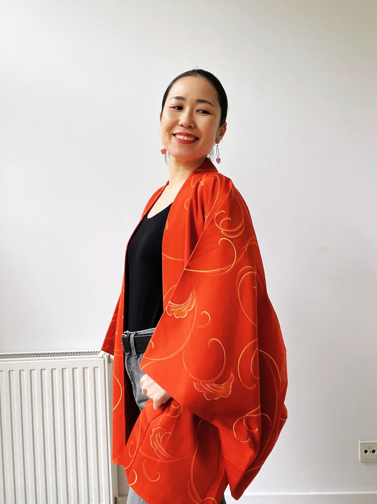 Vintage Color Haori - Orange vines -