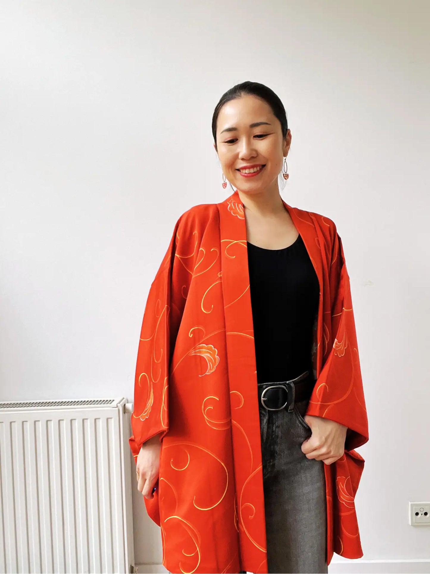 Vintage Color Haori - Orange vines -