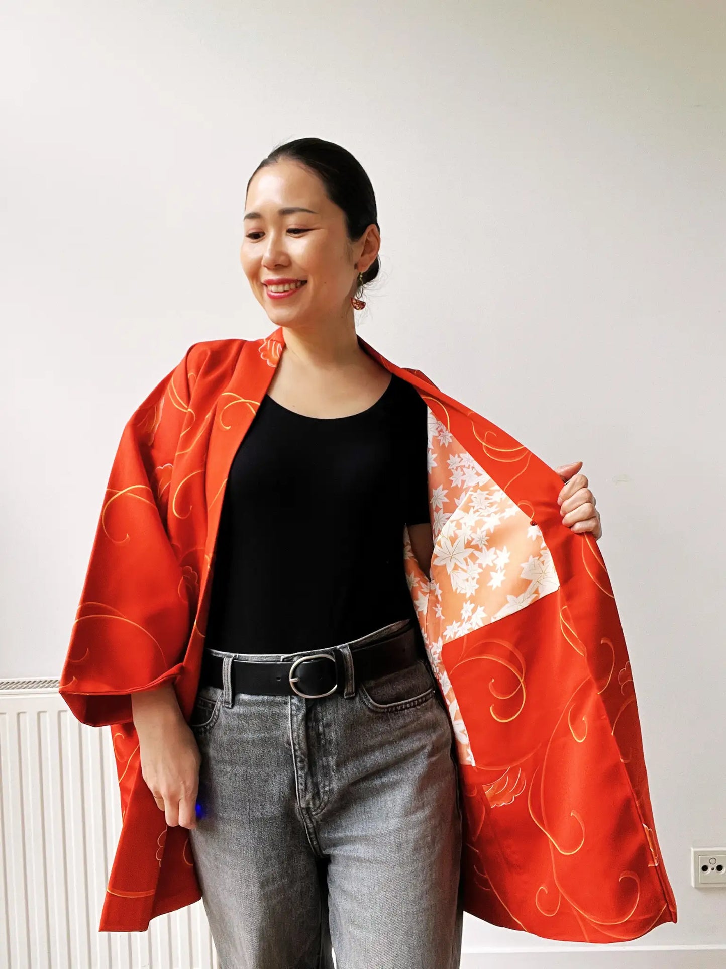 Vintage Color Haori - Orange vines -