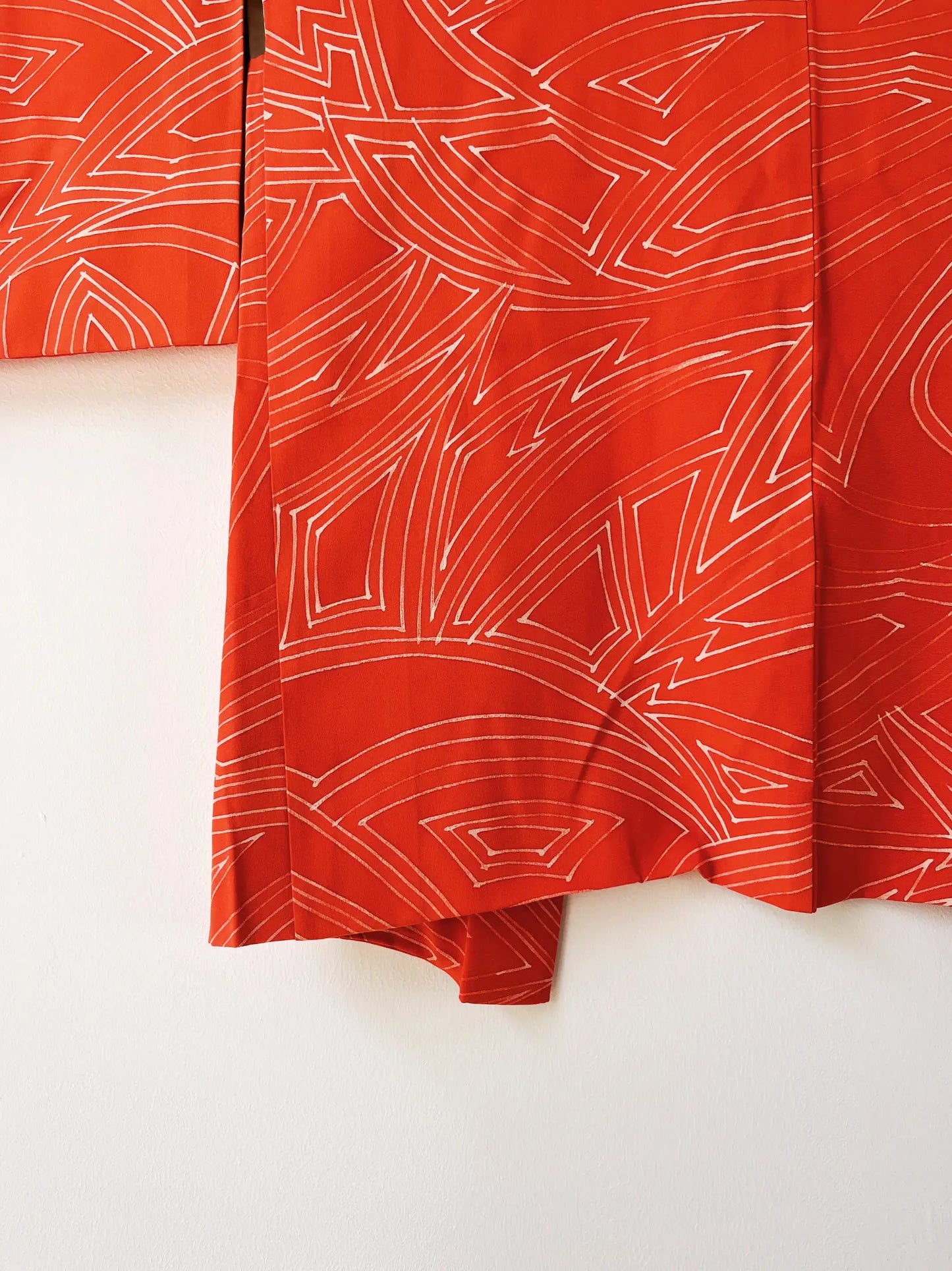Vintage Color Haori - Orange Japanese Triangles -