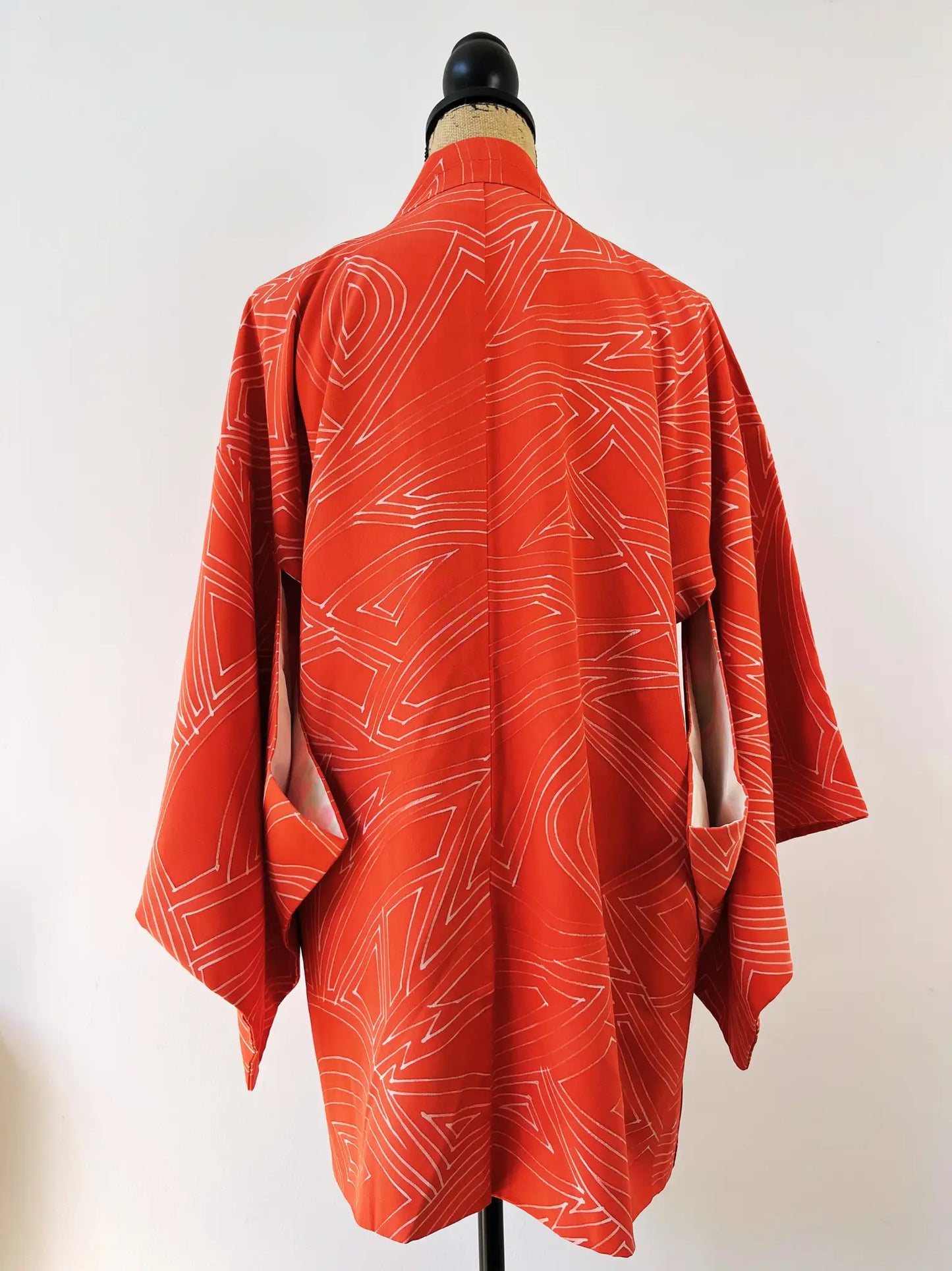 Vintage Color Haori - Orange Japanese Triangles -