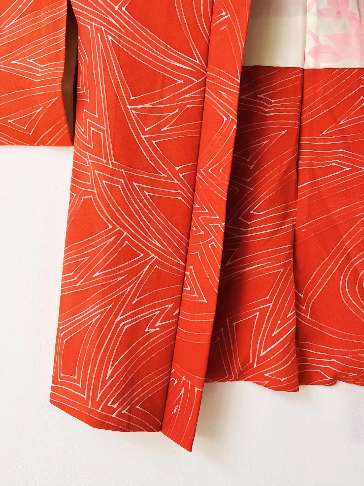 Vintage Color Haori - Orange Japanese Triangles -