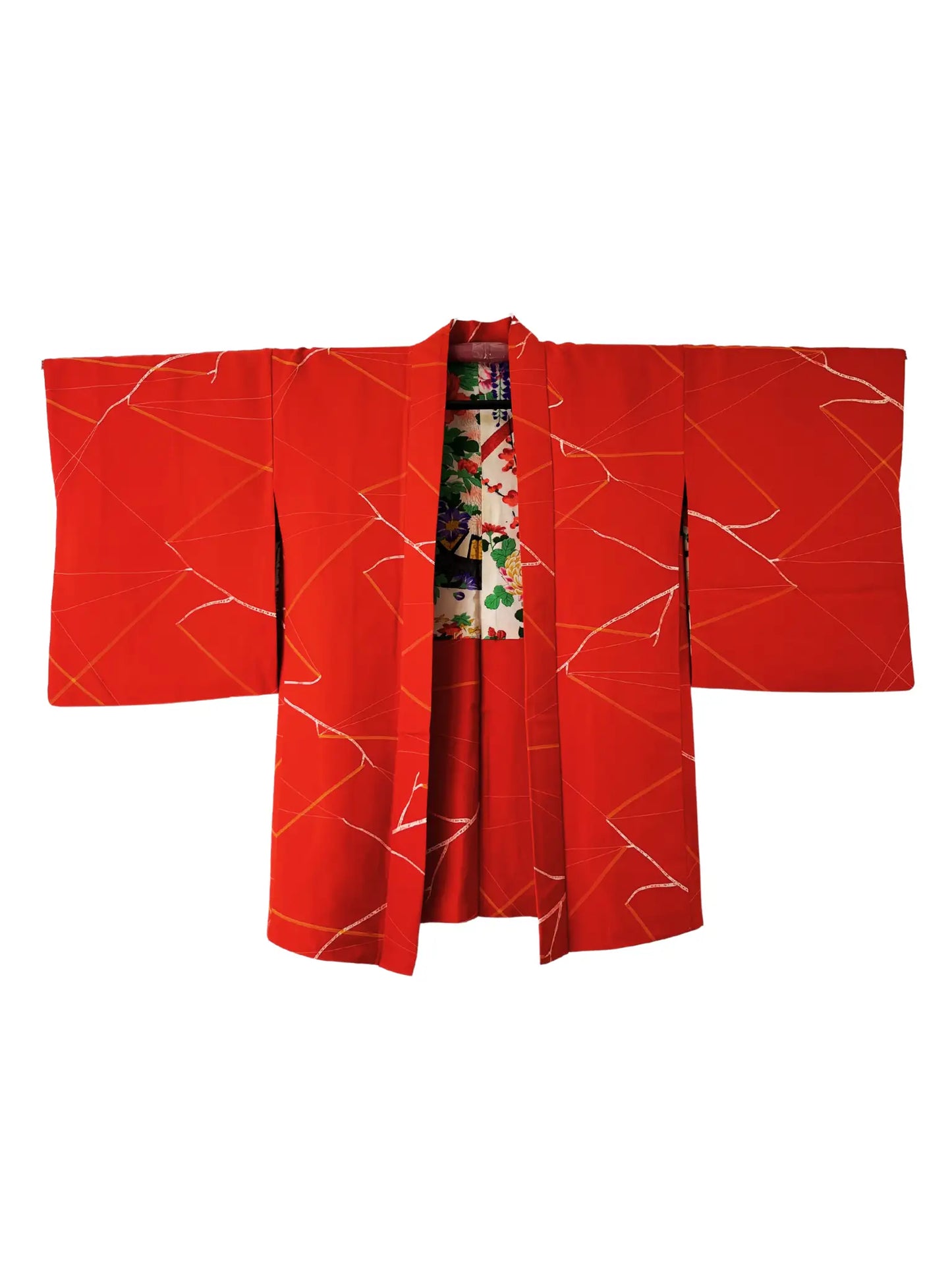 Vintage kleur Haori - Rode bloem van passie -