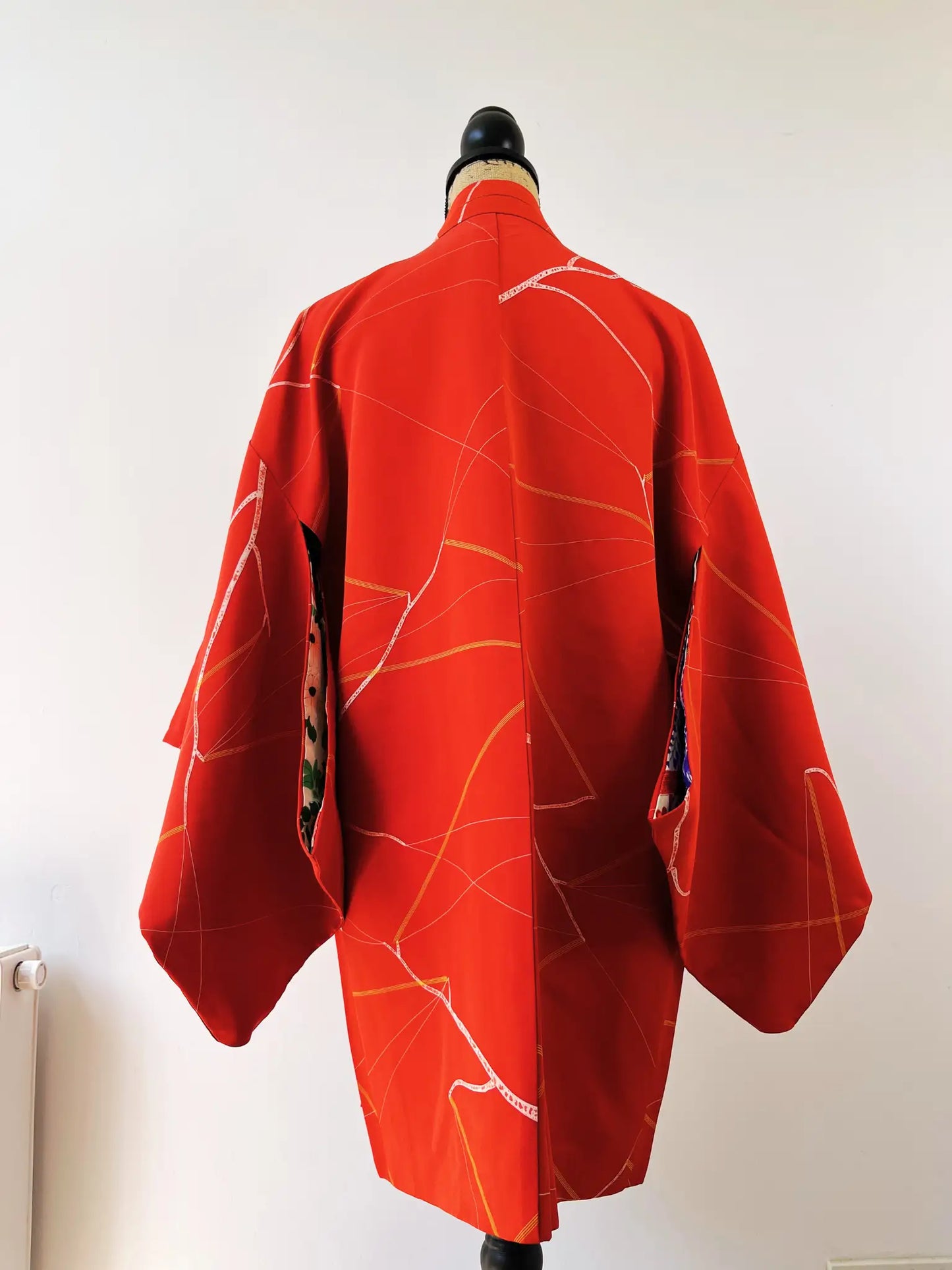 Vintage kleur Haori - Rode bloem van passie -
