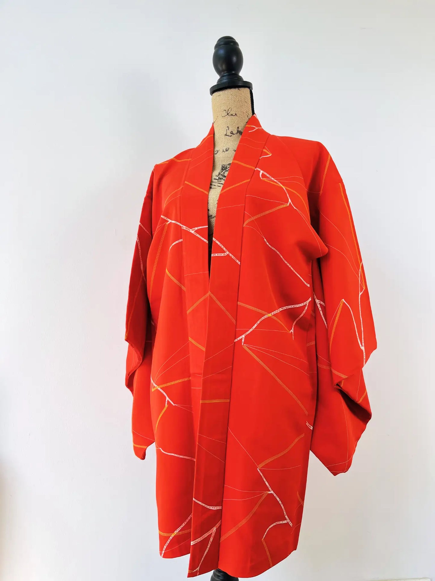 Vintage kleur Haori - Rode bloem van passie -