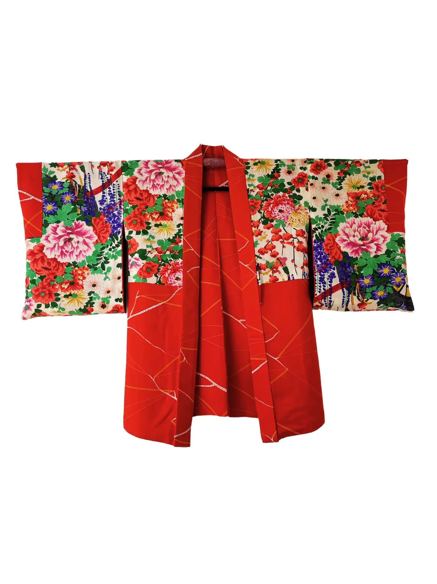 Vintage kleur Haori - Rode bloem van passie -