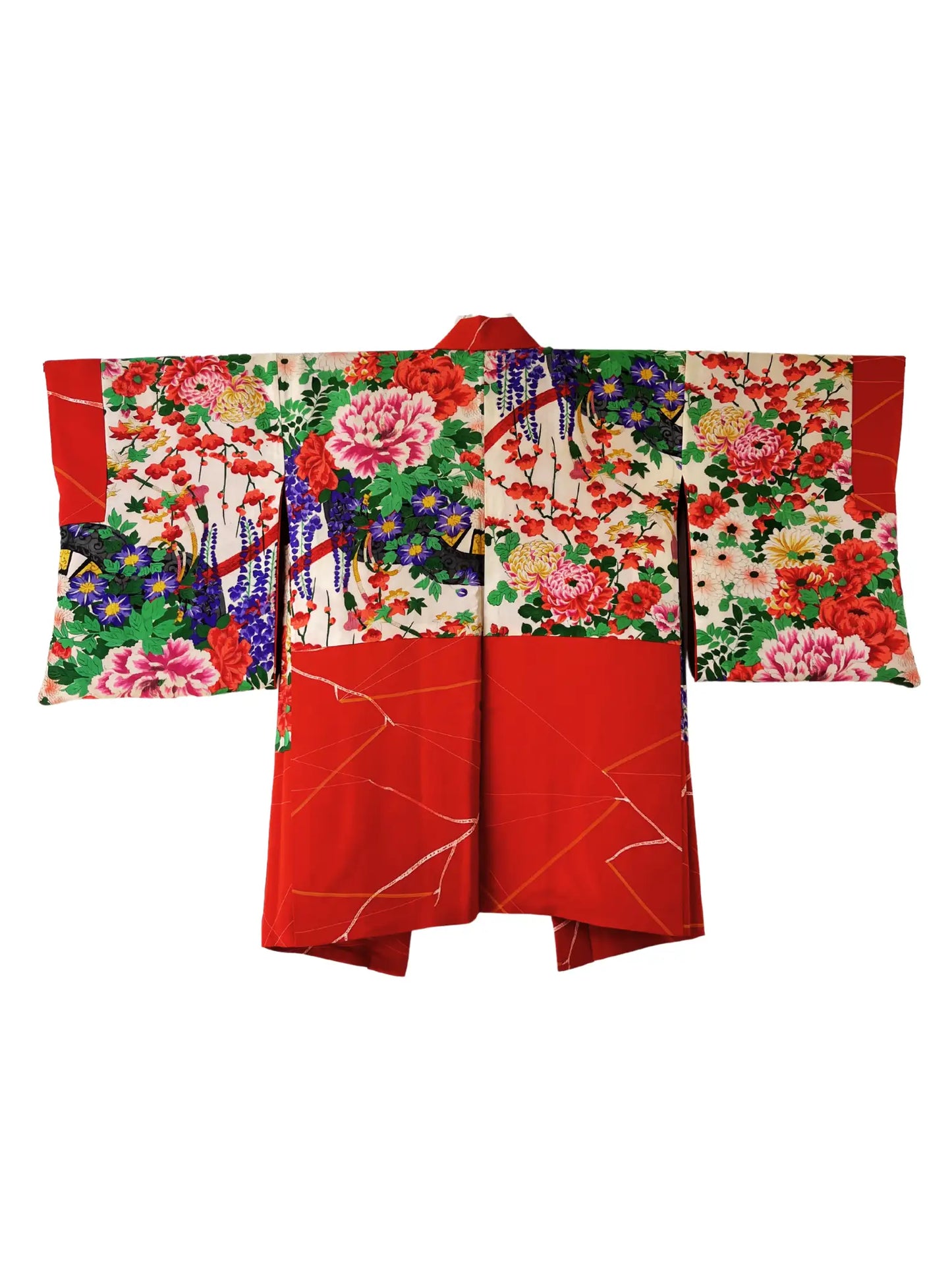 Vintage kleur Haori - Rode bloem van passie -