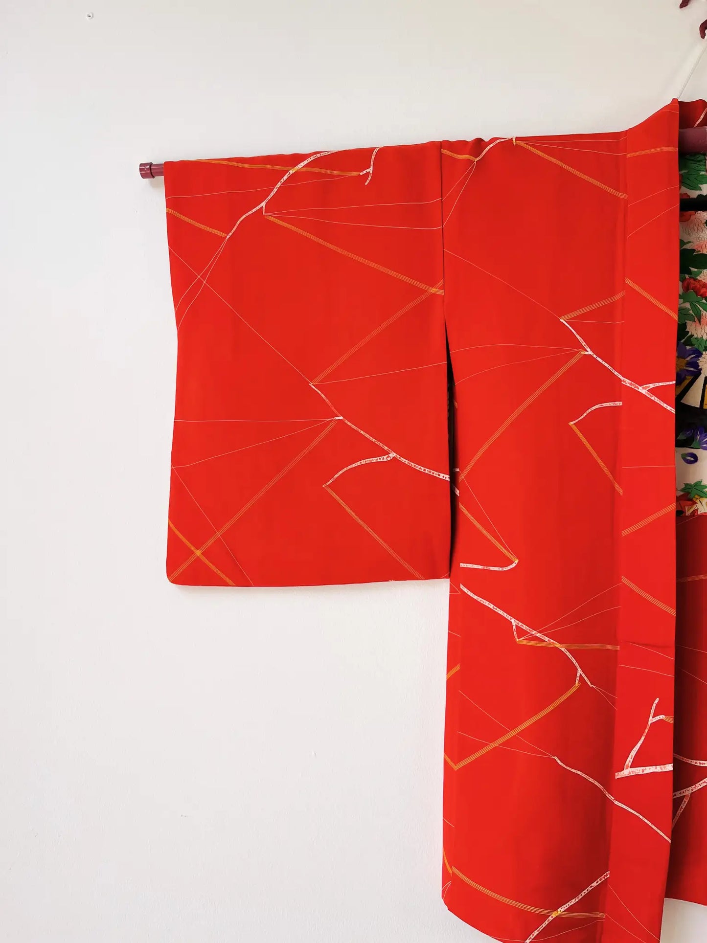 Vintage kleur Haori - Rode bloem van passie -