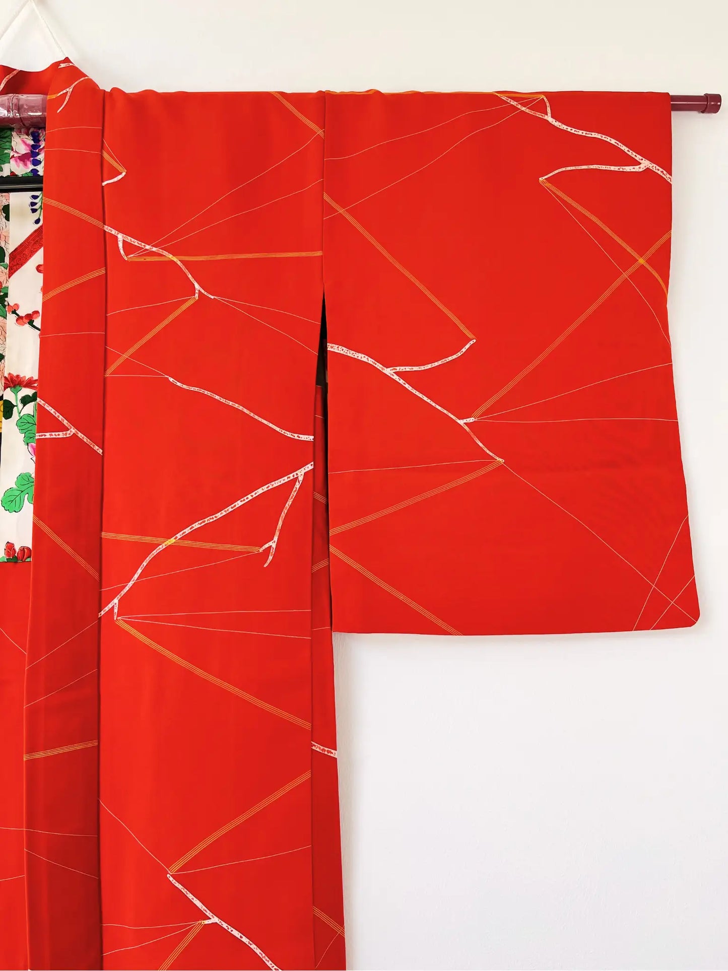 Vintage kleur Haori - Rode bloem van passie -