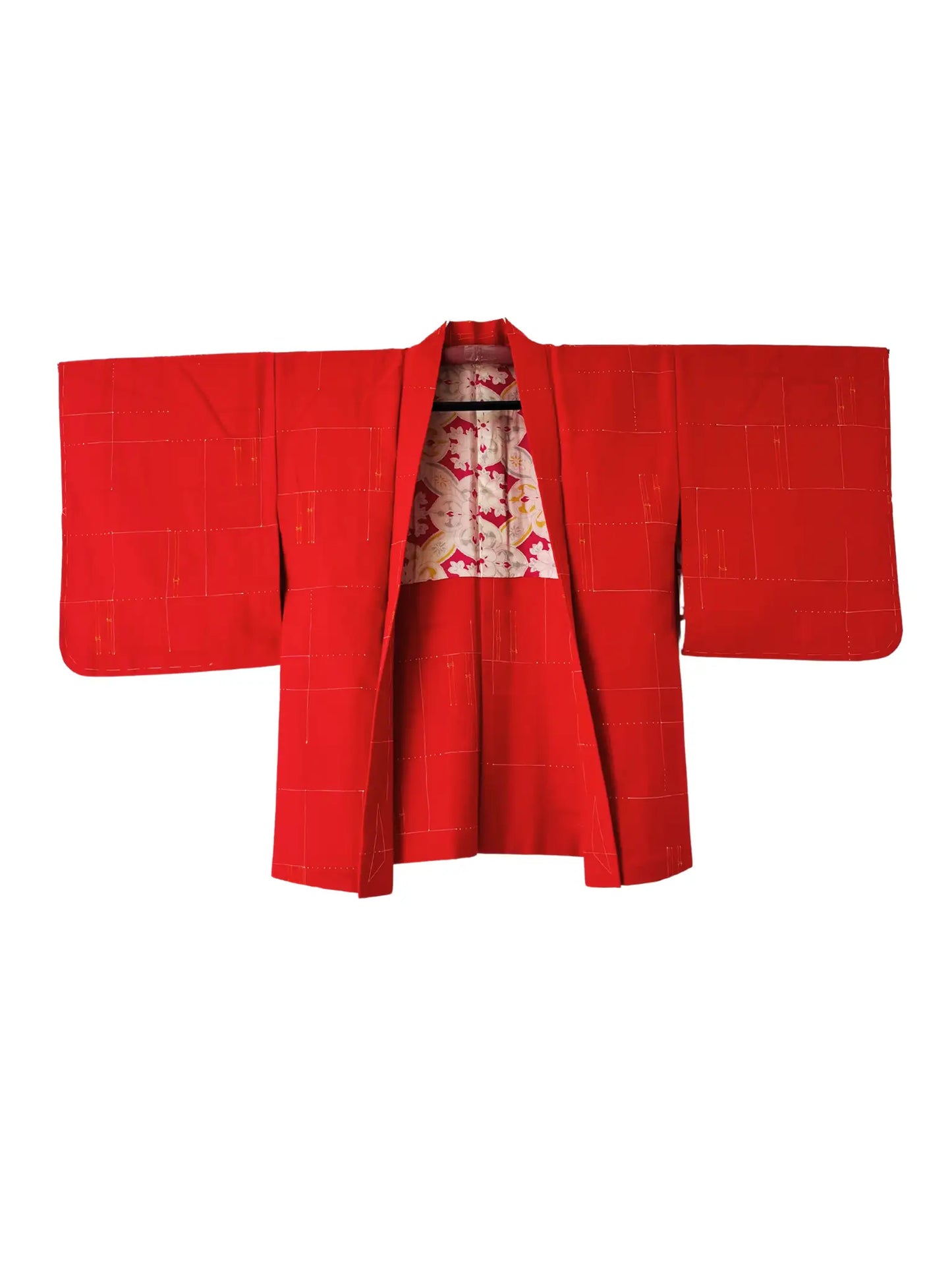 Vintage Color Haori - Red Bamboo lattice -