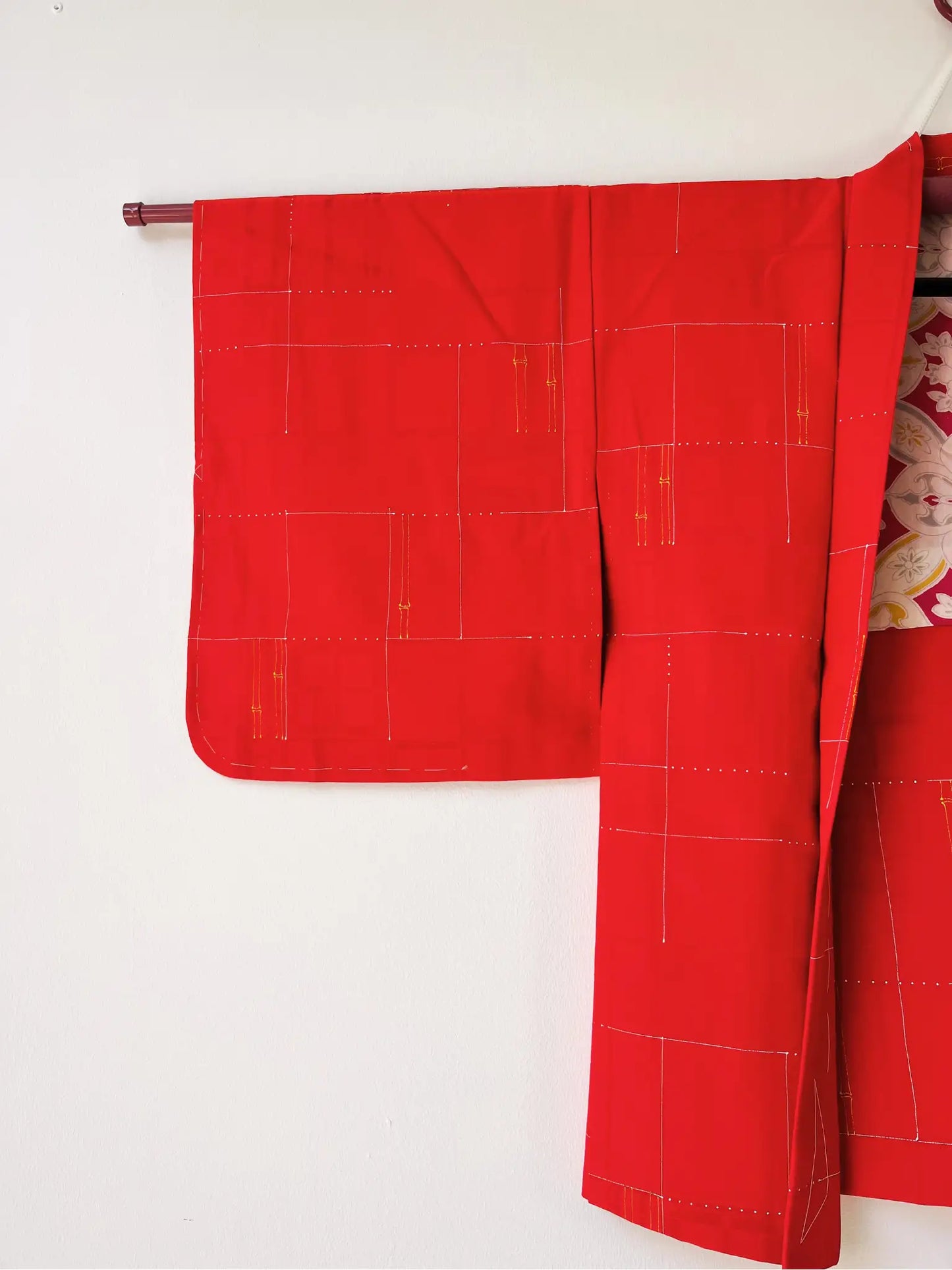 Vintage Color Haori - Red Bamboo lattice -
