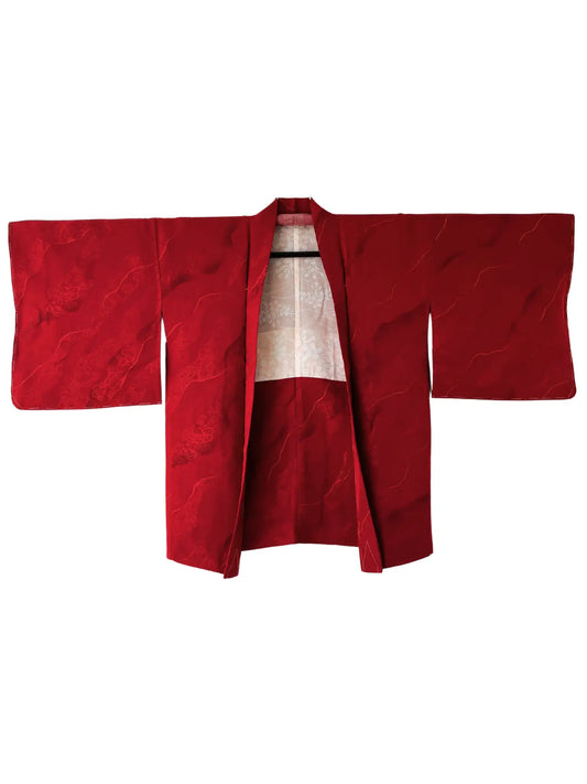 Vintage Color Haori -Red Wave of flowers-