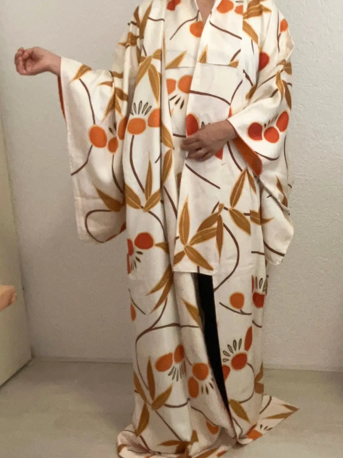 kimono Komon vintage - Bénédictions blanches de la récolte -