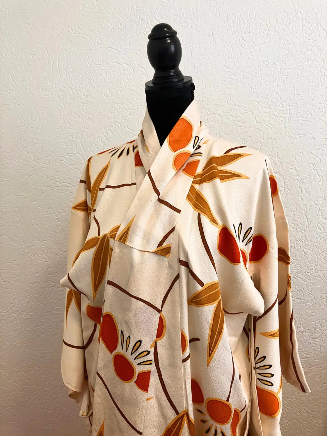 kimono Komon vintage - Bénédictions blanches de la récolte -