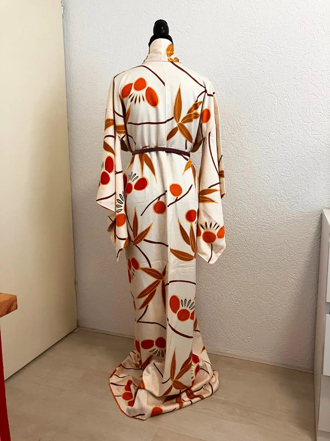 kimono Komon vintage - Bénédictions blanches de la récolte -