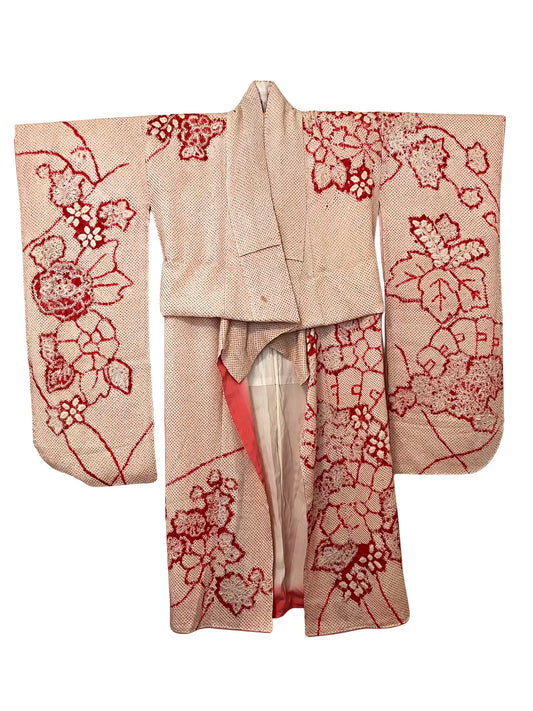 Furisode vintage - Shibori L’esprit des fleurs et des herbes - Arrangement original Hallelujah