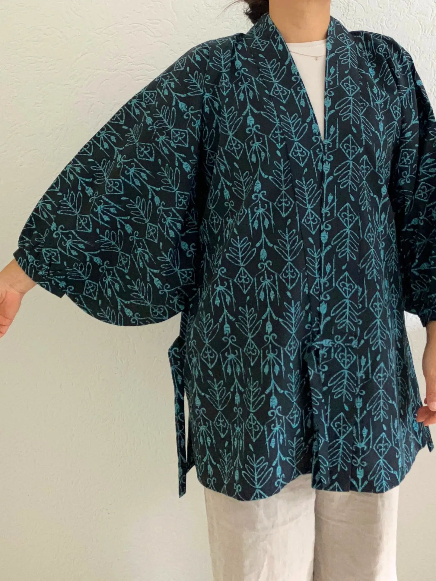 Vintage Kurzer Kimono - Navy Mebuki -