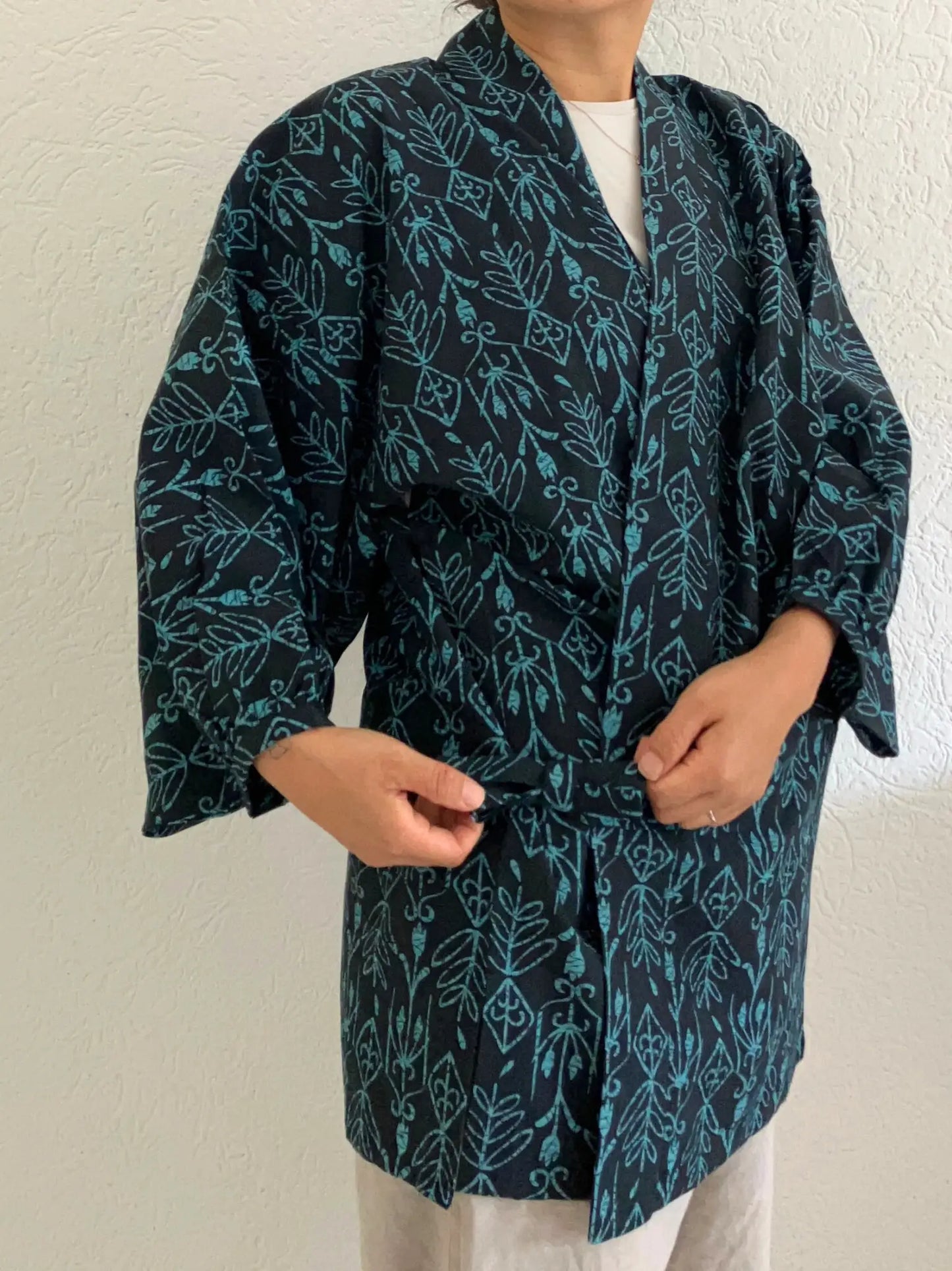 Vintage Kurzer Kimono - Navy Mebuki -
