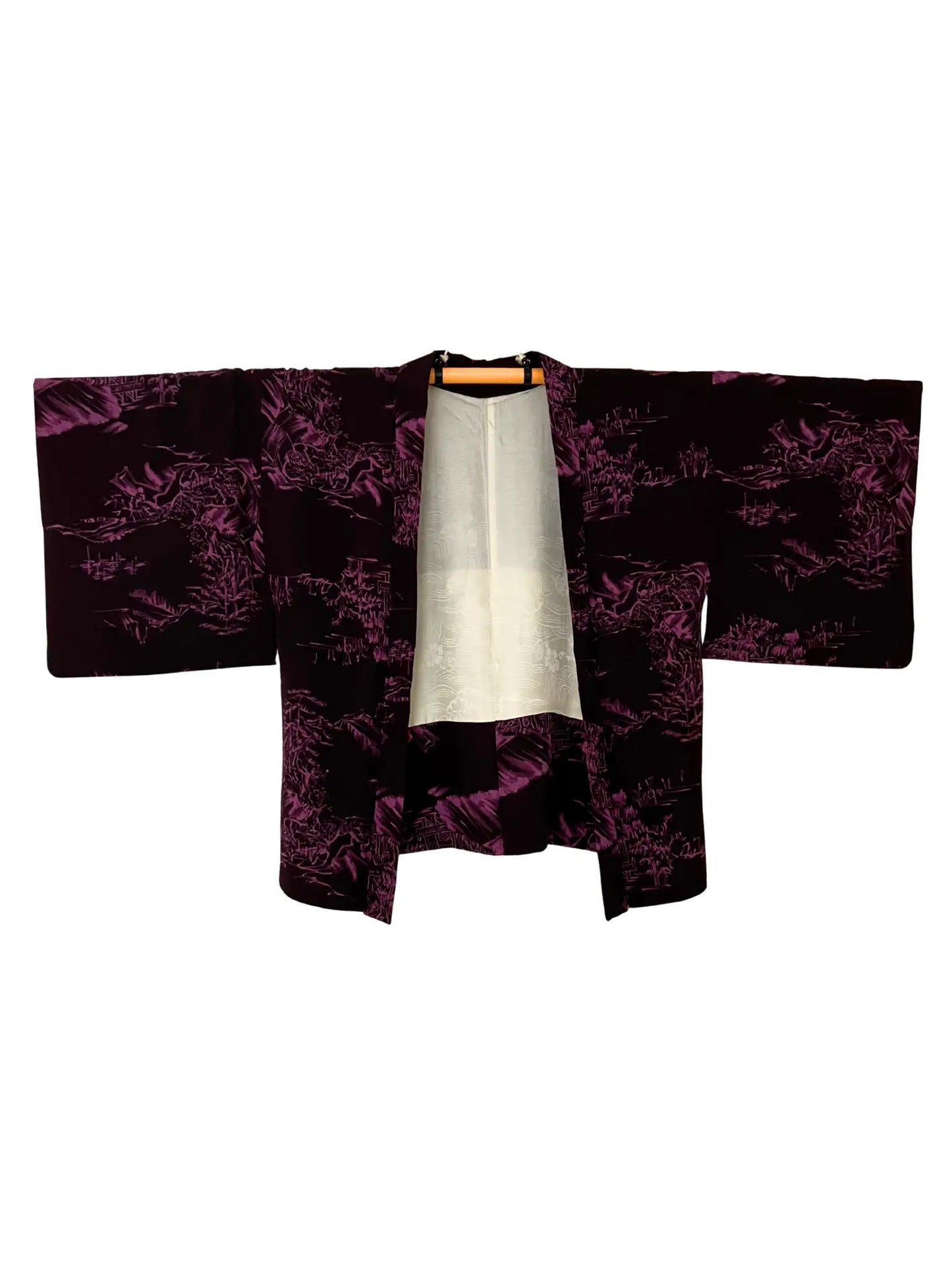Vintage Color Haori -  Purple Old Japanese Mountain Village House-