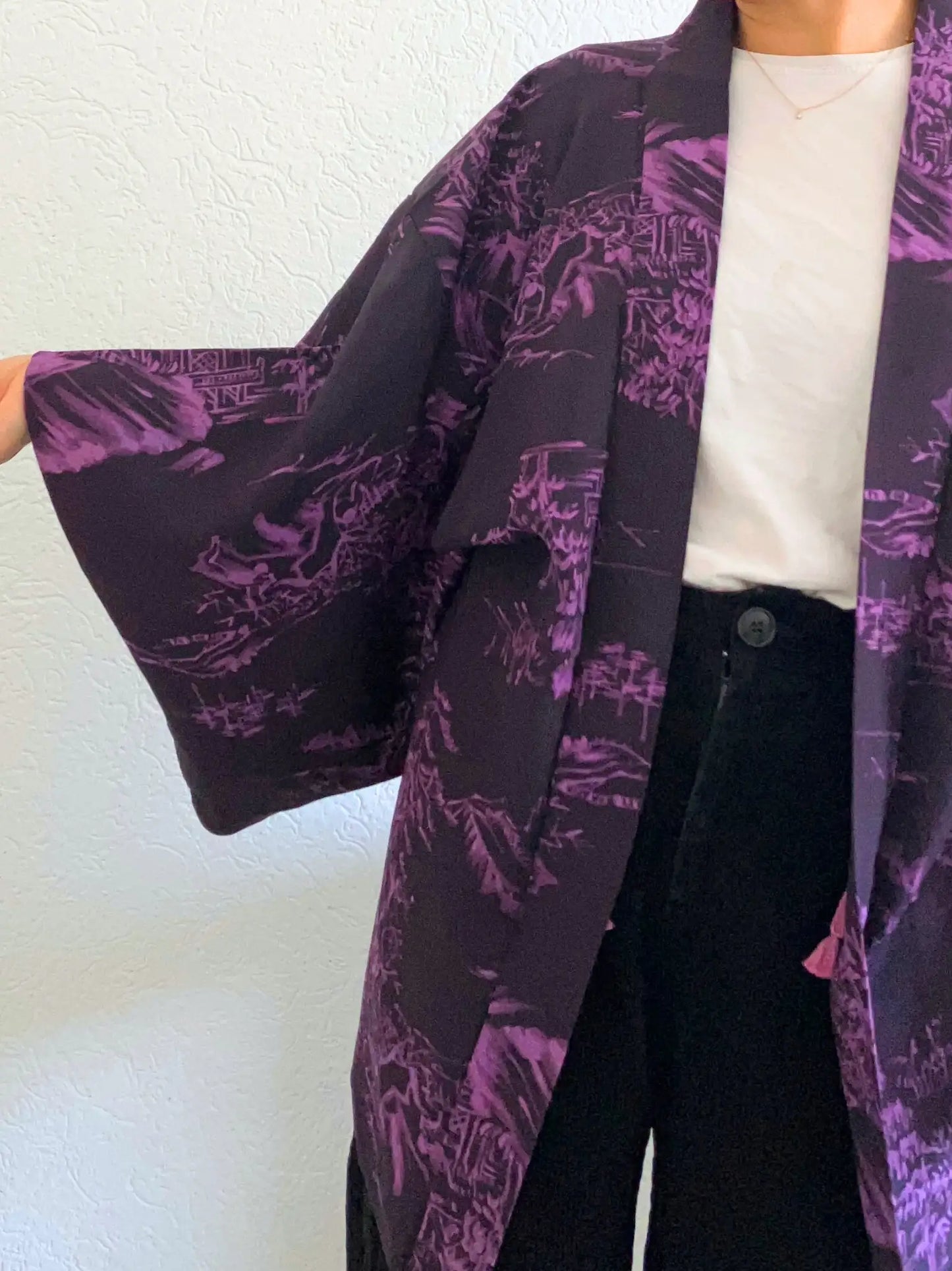 Vintage Color Haori -  Purple Old Japanese Mountain Village House-