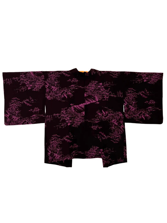Vintage Color Haori -  Purple Old Japanese Mountain Village House-