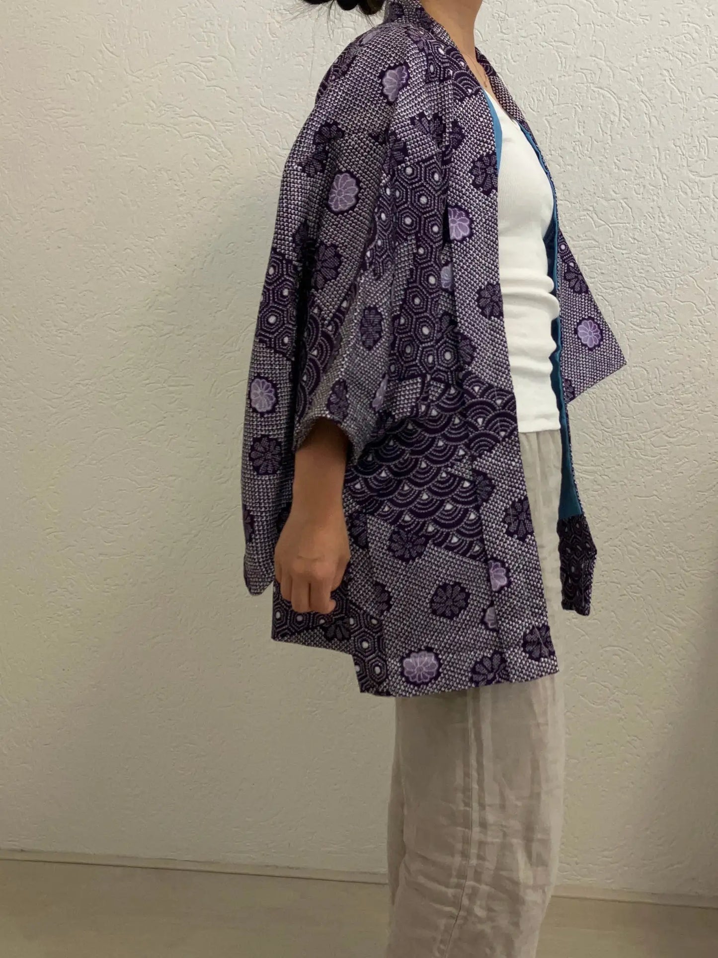 Vintage Color Haori - Purple  Shibori Inazuma -