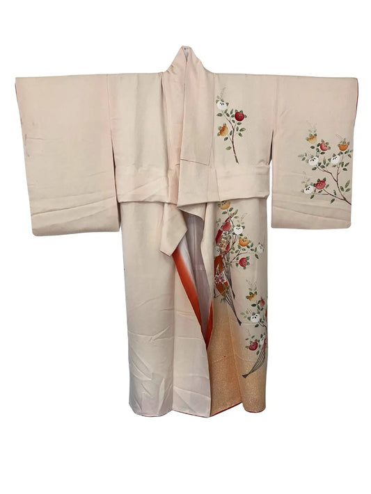 Vintage  homongi kimono - Creamwhite  Sensu and tachibana - Hallelujah original arrange