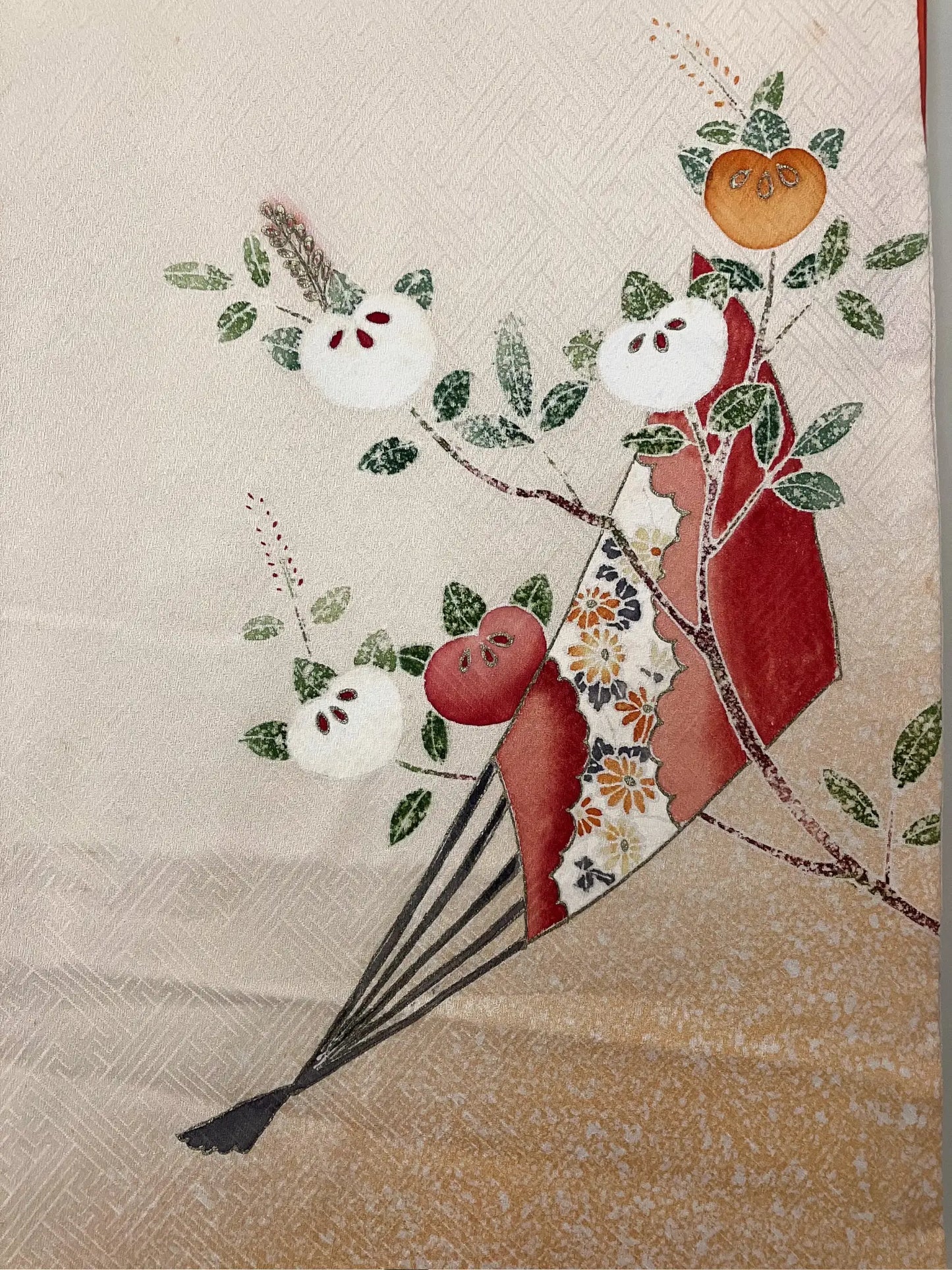 Vintage  homongi kimono - Creamwhite  Sensu and tachibana - Hallelujah original arrange