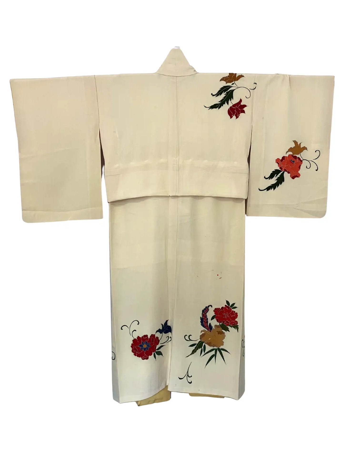 Vintage  homongi kimono - Yellow  Red spider lily - Hallelujah original arrange