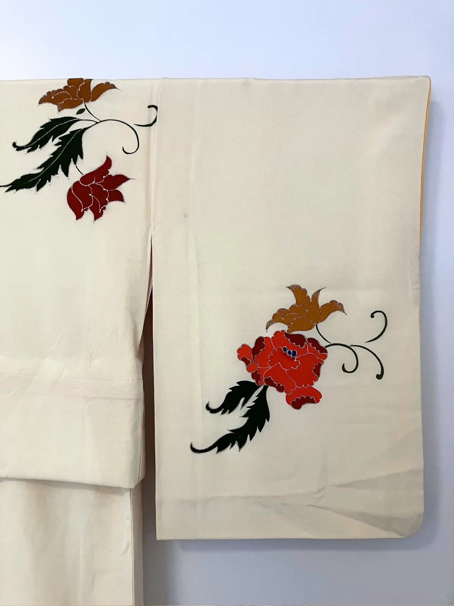 Vintage  homongi kimono - Yellow  Red spider lily - Hallelujah original arrange